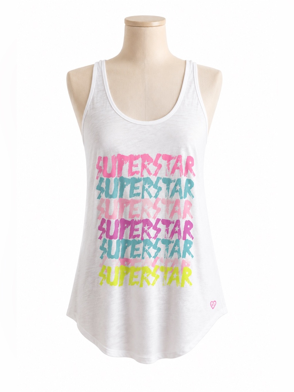 Victoria’s Secret PINK Superstar Graphic Racerback Tank Top White Neon Size XS